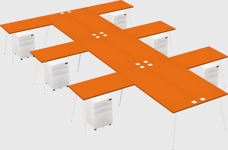 Shared l-shaped office desk system