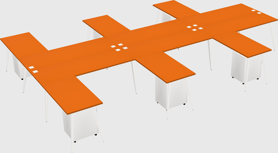 Shared l-shaped office desk system