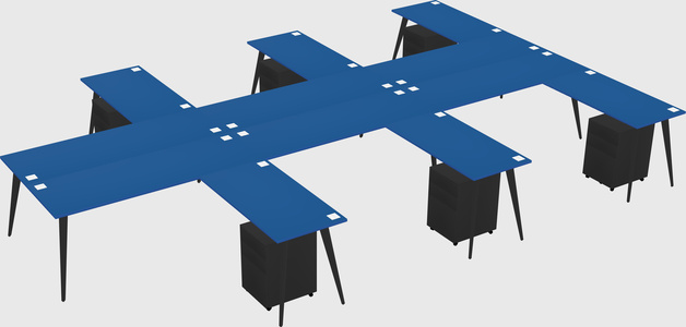 Shared l-shaped office desk system