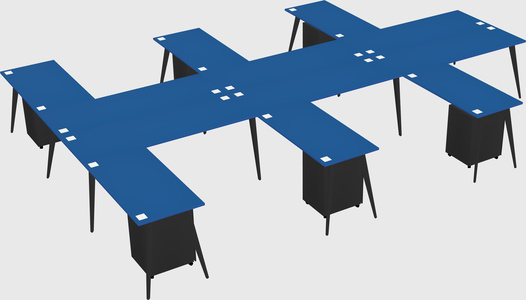 Shared l-shaped office desk system