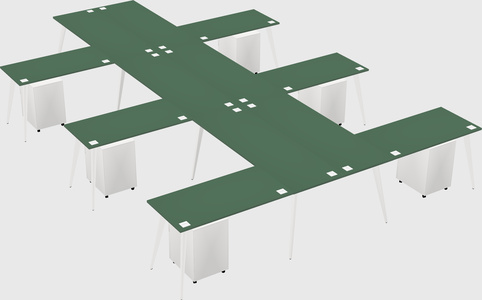 Shared l-shaped office desk system