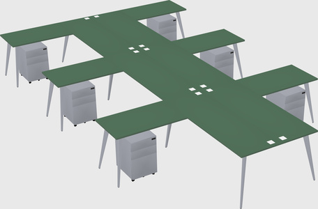 Shared l-shaped office desk system