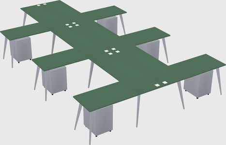 Shared l-shaped office desk system