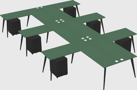 Shared l-shaped office desk system