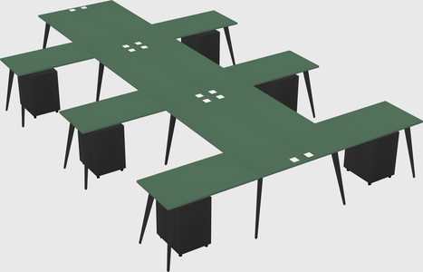 Shared l-shaped office desk system