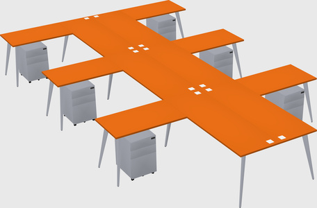 Shared l-shaped office desk system
