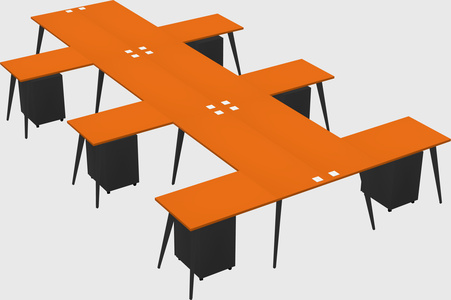 Shared l-shaped office desk system