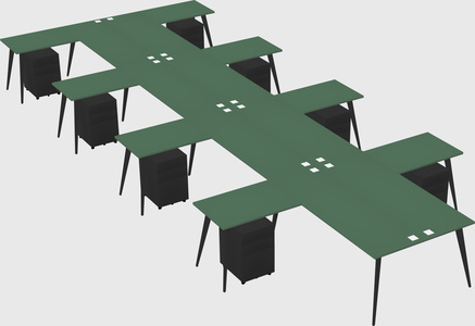Shared l-shaped office desk system