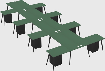 Shared l-shaped office desk system