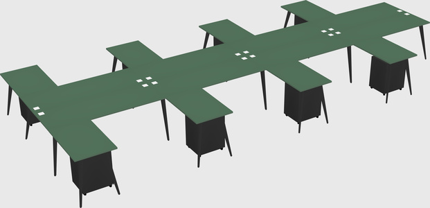 Shared l-shaped office desk system