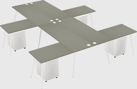 Shared l-shaped office desk system