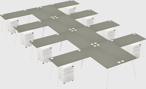 Shared l-shaped office desk system