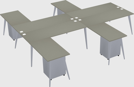 Shared l-shaped office desk system