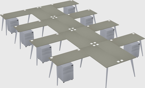 Shared l-shaped office desk system