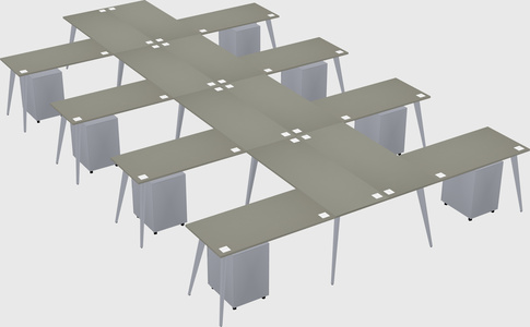 Shared l-shaped office desk system