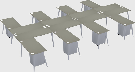 Shared l-shaped office desk system