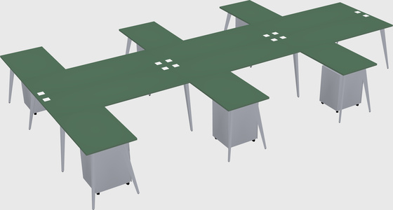 Shared l-shaped office desk system