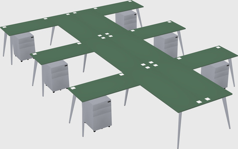 Shared l-shaped office desk system