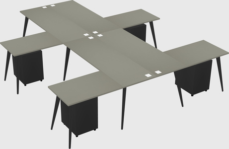 Shared l-shaped office desk system