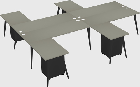 Shared l-shaped office desk system