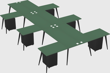 Shared l-shaped office desk system