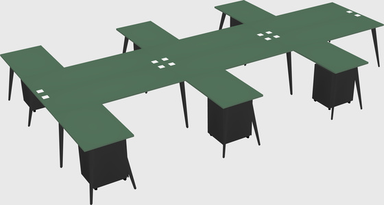 Shared l-shaped office desk system