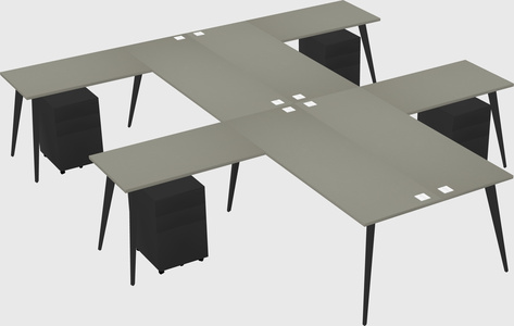 Shared l-shaped office desk system