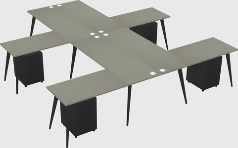 Shared l-shaped office desk system