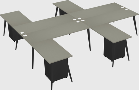 Shared l-shaped office desk system