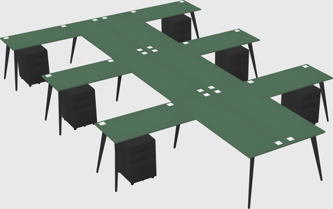 Shared l-shaped office desk system