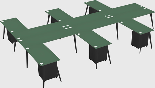 Shared l-shaped office desk system