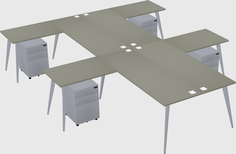 Shared l-shaped office desk system