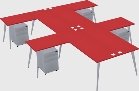 Shared l-shaped office desk system