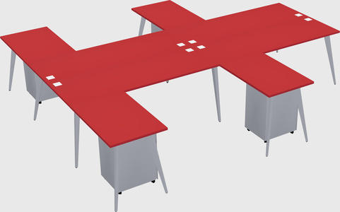 Shared l-shaped office desk system
