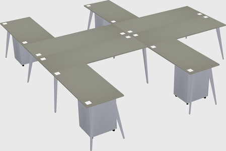 Shared l-shaped office desk system