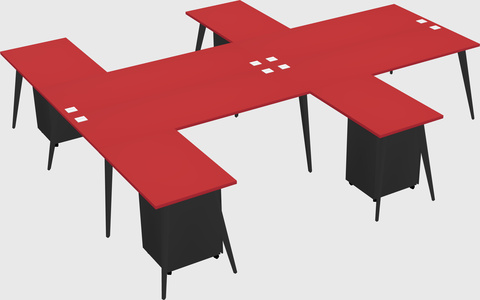 Shared l-shaped office desk system