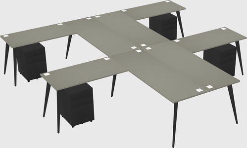 Shared l-shaped office desk system