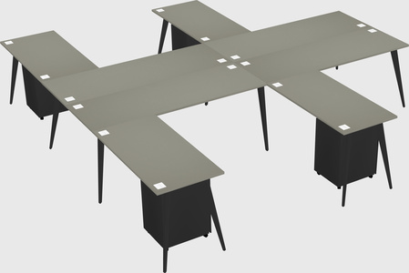 Shared l-shaped office desk system