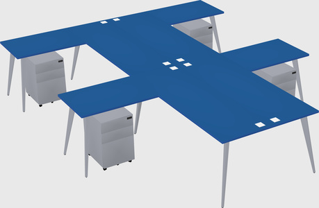 Shared l-shaped office desk system