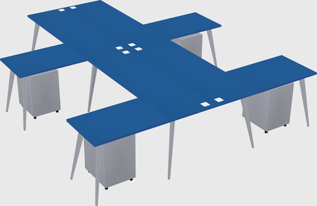 Shared l-shaped office desk system