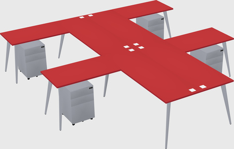 Shared l-shaped office desk system