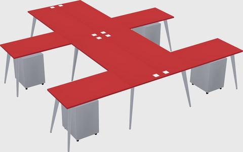 Shared l-shaped office desk system