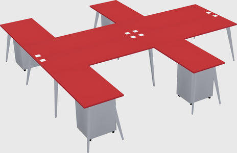 Shared l-shaped office desk system