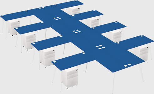 Shared l-shaped office desk system