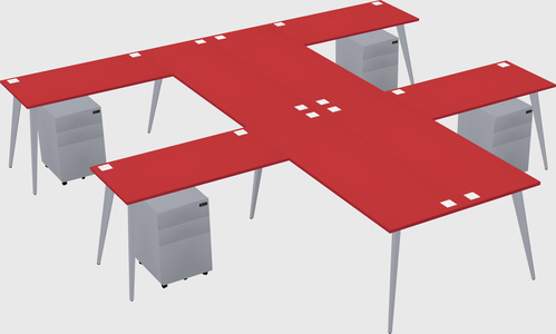 Shared l-shaped office desk system