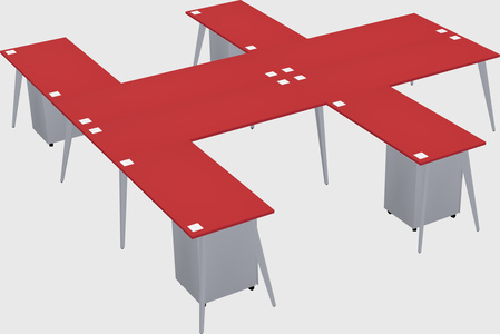 Shared l-shaped office desk system