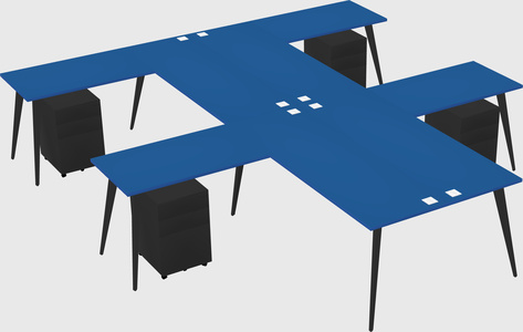 Shared l-shaped office desk system