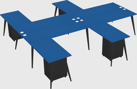 Shared l-shaped office desk system