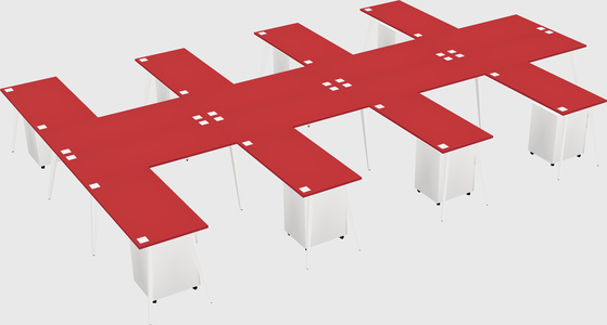 Shared l-shaped office desk system