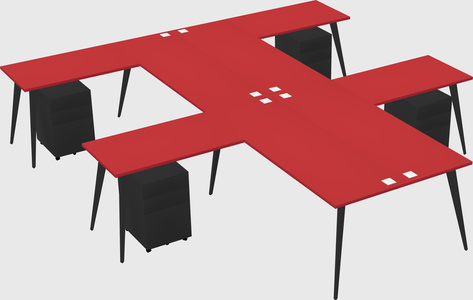 Shared l-shaped office desk system